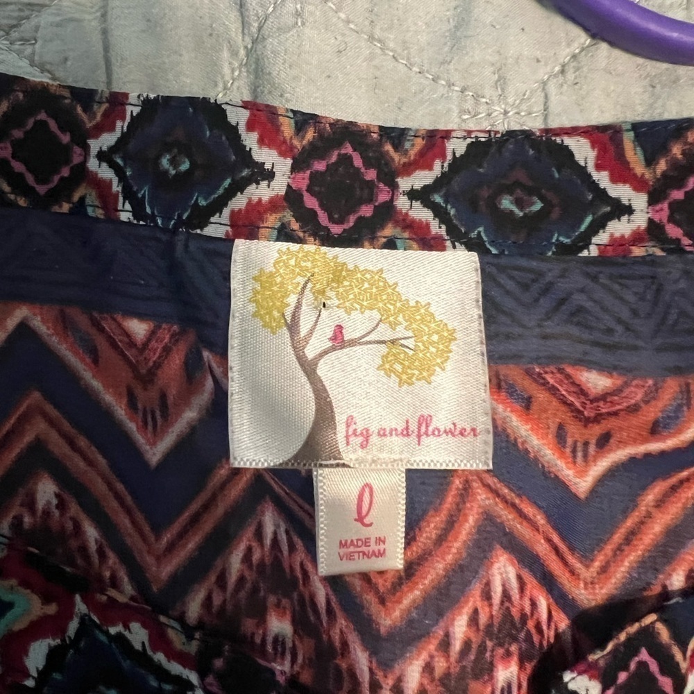 Fig & Flower Boho Peasant Top Embroidered Cottagecore Blouse Size L - Picture 3 of 11